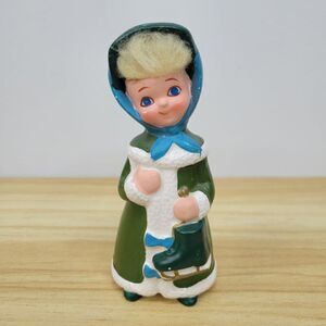 Vintage Napco Green Girl Figurine With Synthetic Hair